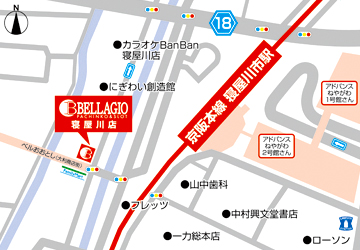 ベラジオ寝屋川店の地図